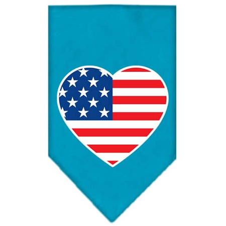 American Flag Heart Screen Print Bandana Turquoise Large